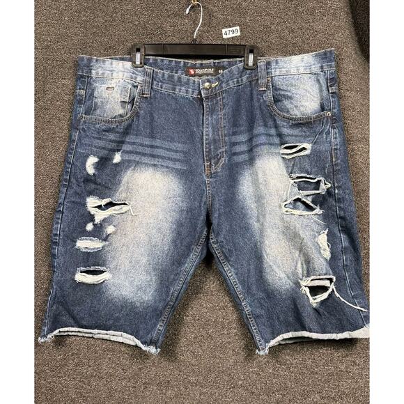 VTG Southpole Shorts Mens Size 46 Blue Denim Distressed Raw Hem Baggy Grunge - Picture 1 of 10